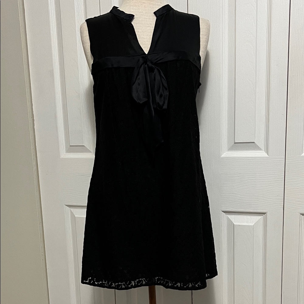 Mia Dress by Sanctuary Black Sleeveless Split Neck Dress with Bow Detail Size M